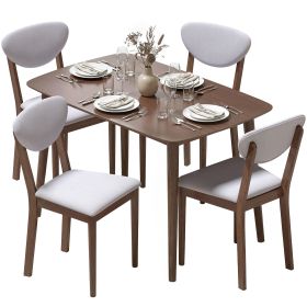 5-Piece Dining Table Set for 4, Mid-Century Modern Kitchen Table and Chairs, Light Gray